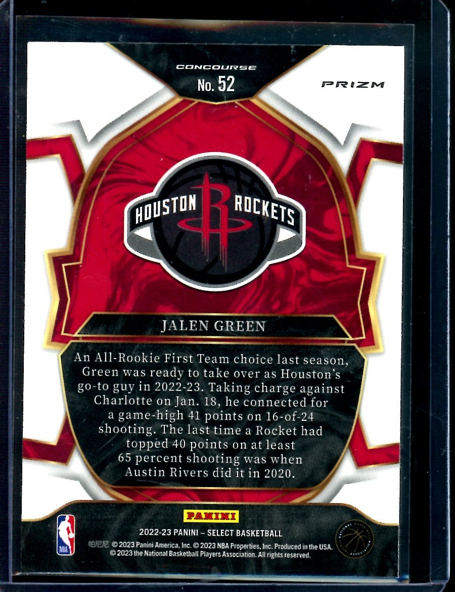 2022/23 Panini Select Jalen Green Concourse Cosmic Rockets