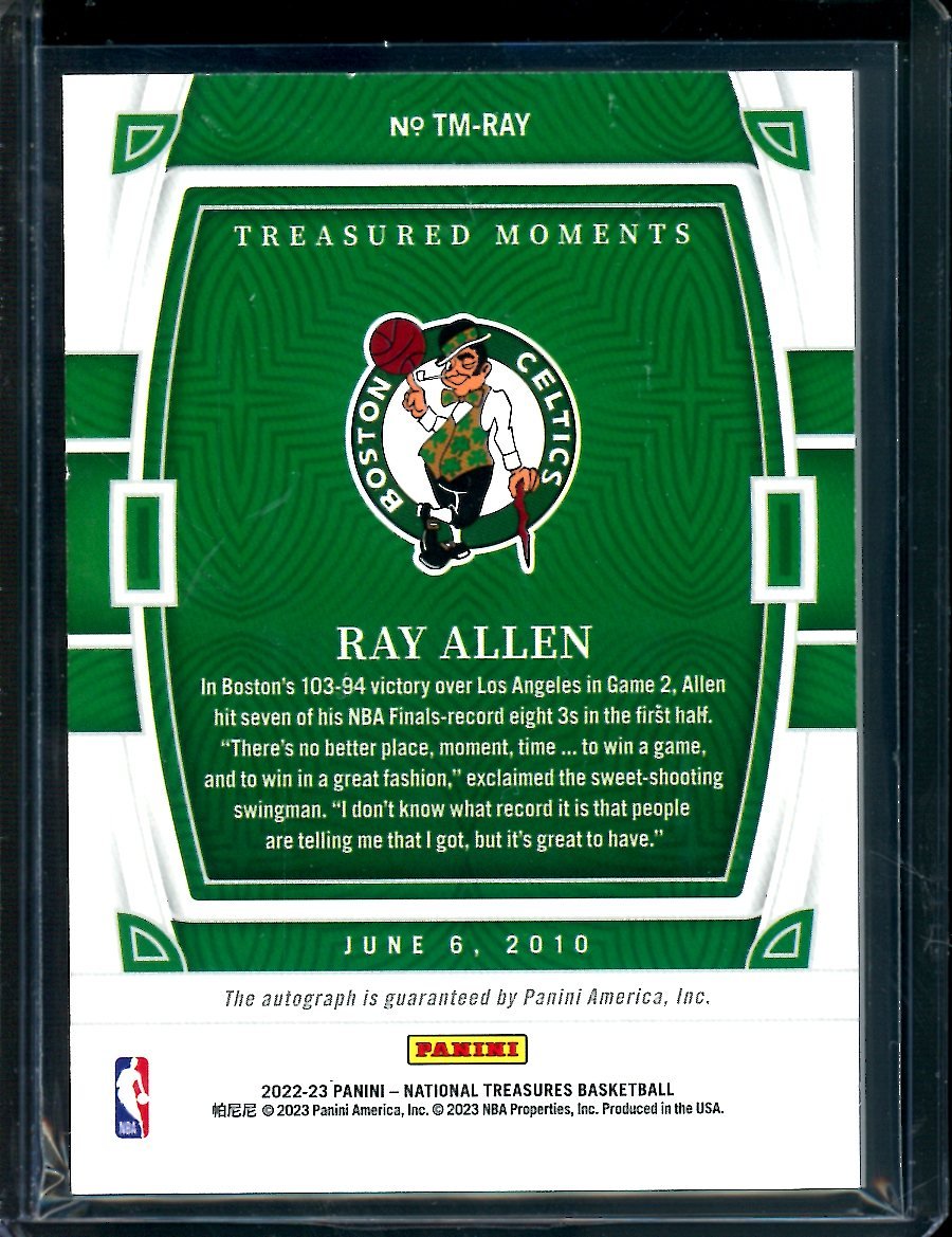2022/23 Panini National Treasures Ray Allen Treasured Moments Auto /49 Celtics