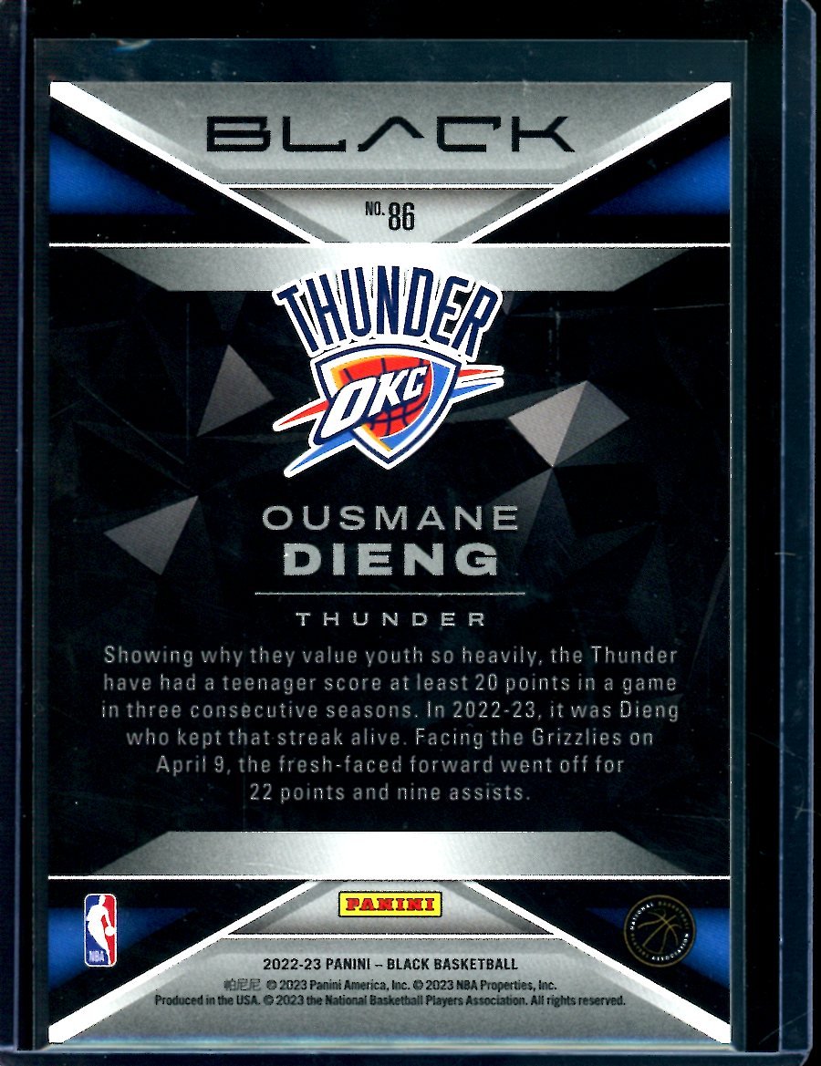 2022/23 Panini Black Ousmane Dieng Rookie Purple /8 Thunder