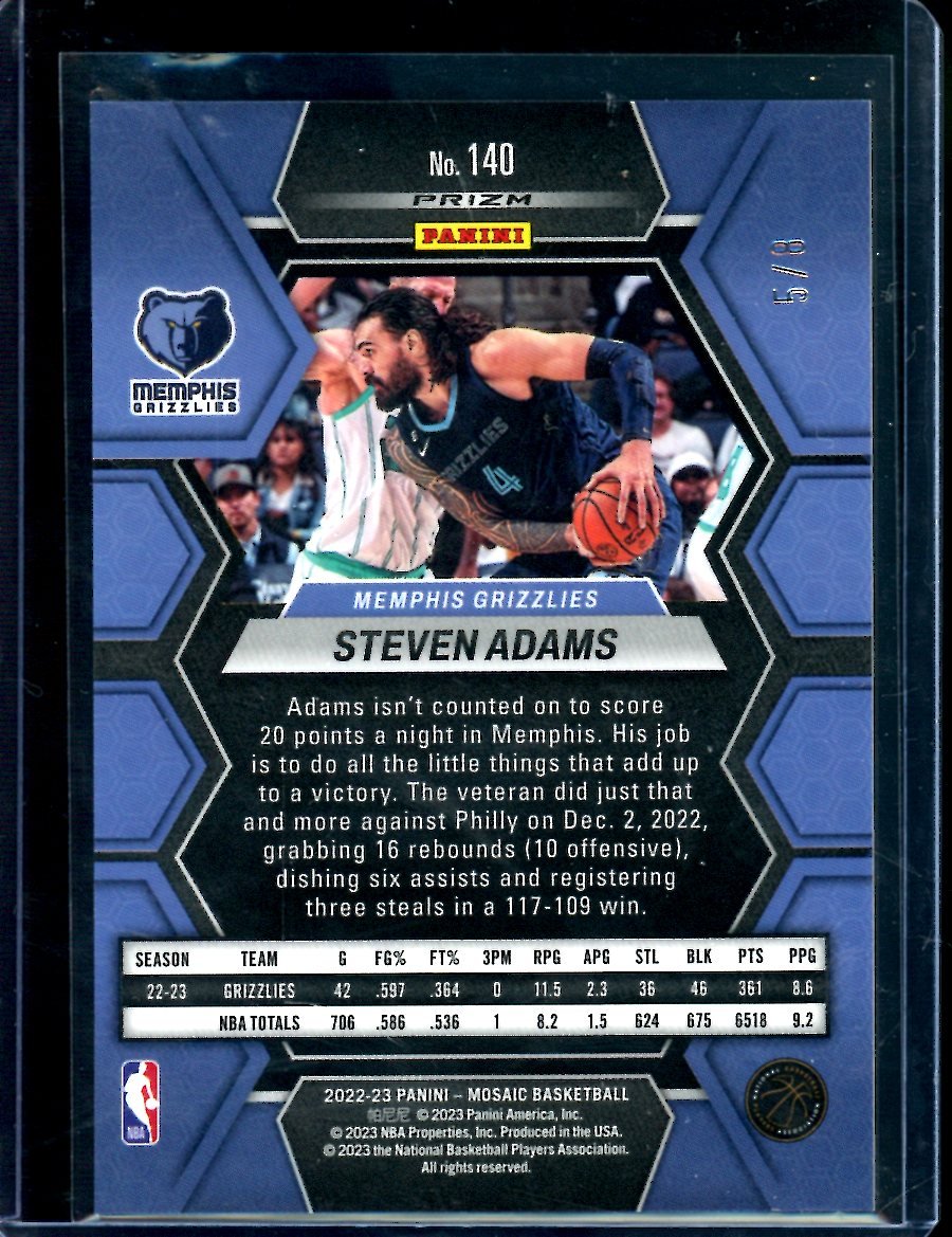 2022/23 Panini Mosaic Steven Adams Black Gold /8 Grizzlies