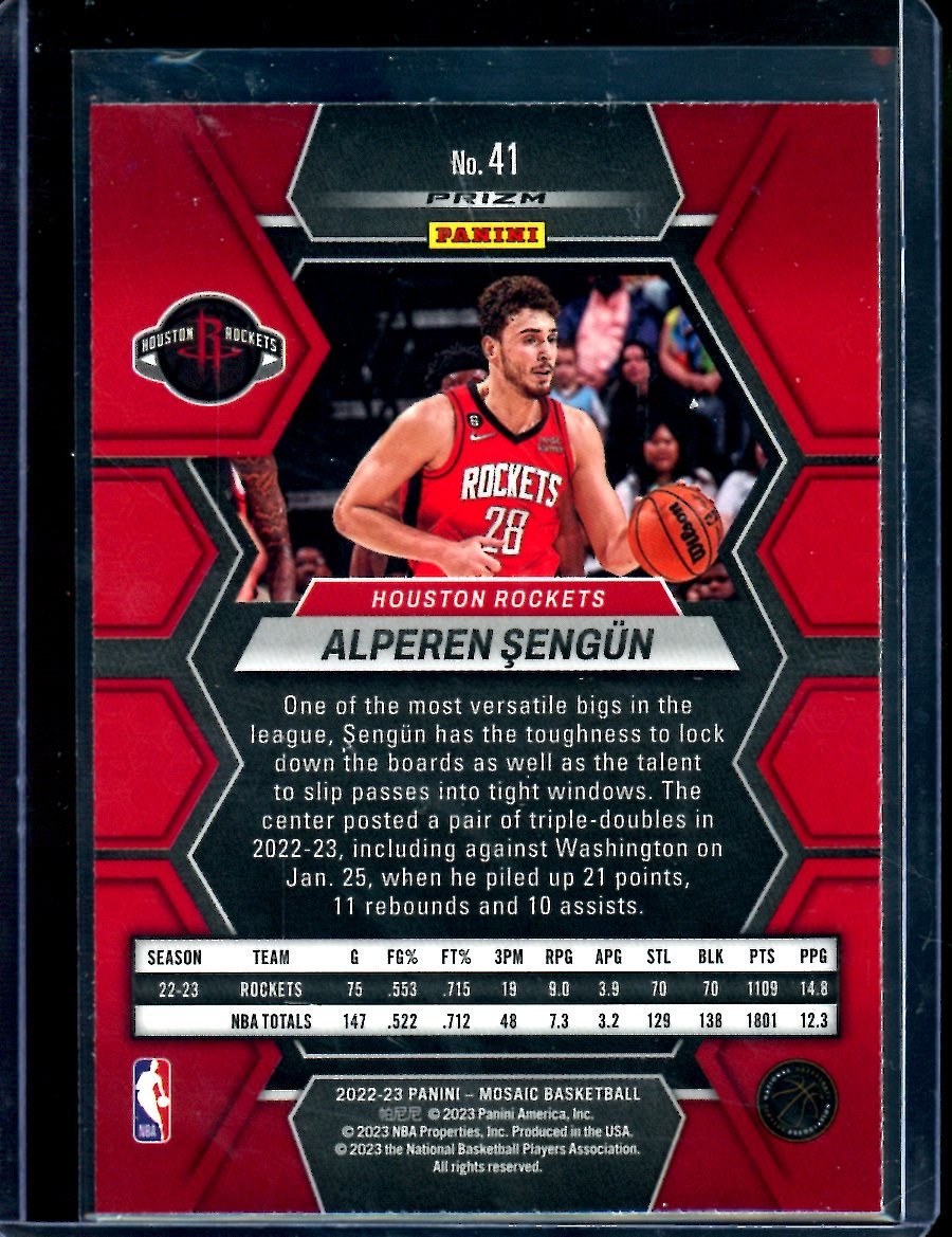 2022/23 Panini Mosaic Alperen Sengun Peacock SSP Rockets