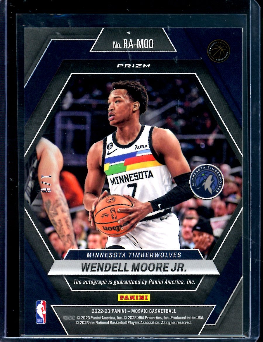 2022/23 Panini Mosaic Wendell Moore Jr. Rookie Black Gold Autograph /8 Timberwolves