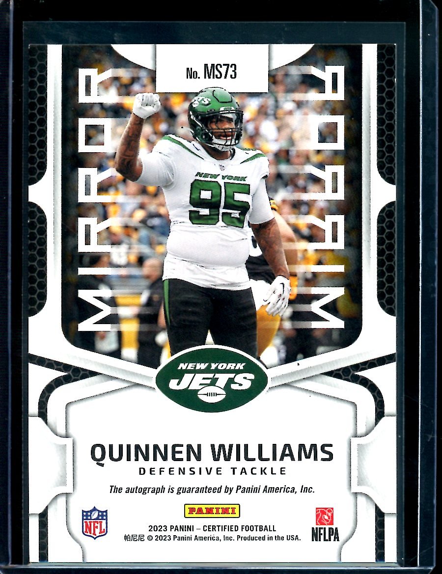 2023 Panini Certified Quinnen Williams Mirror Pink Autograph /75 Jets