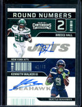2022 Panini Contenders Breece Hall/Kenneth Walker III Rookie Round 2 Numbers Autographs /49 Jets/Seahawks