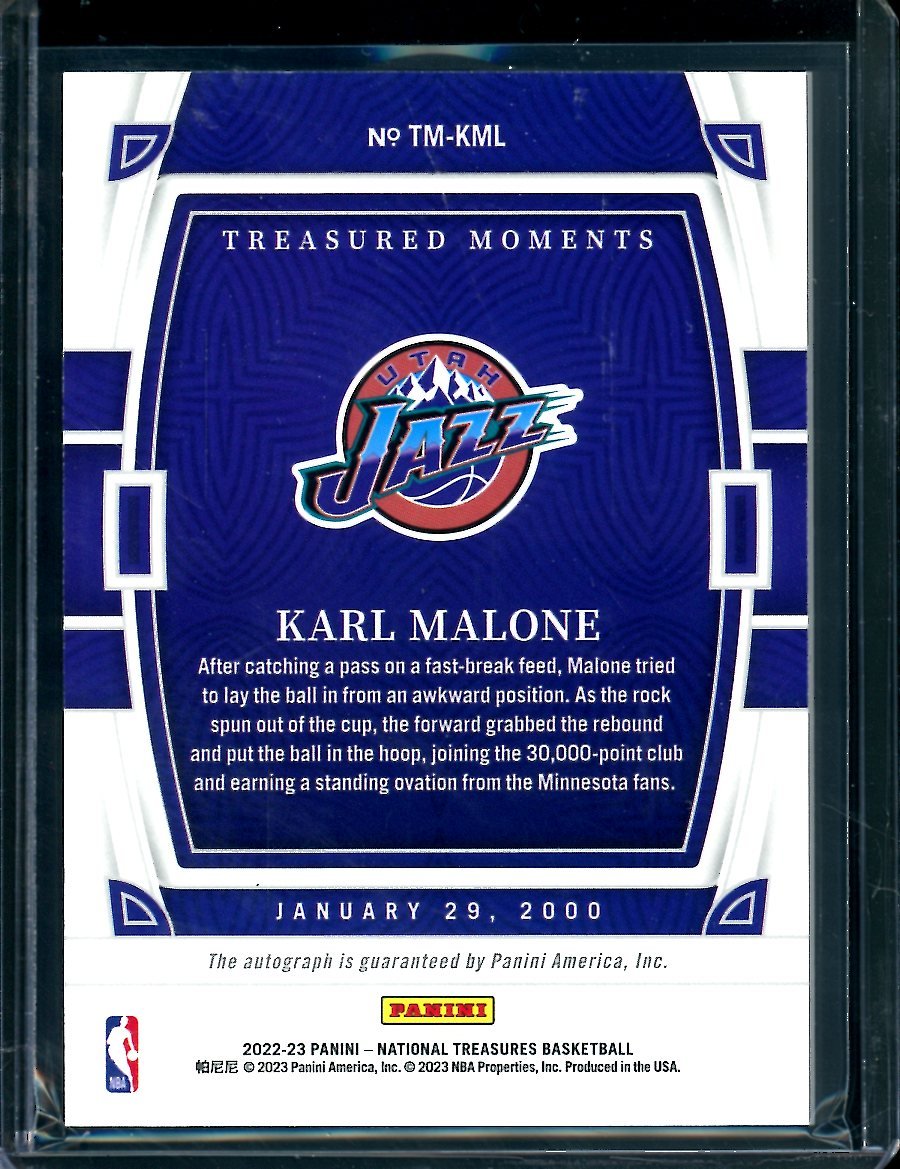 2022/23 Panini National Treasures Karl Malone Treasured Moments Auto Gold /10 Jazz
