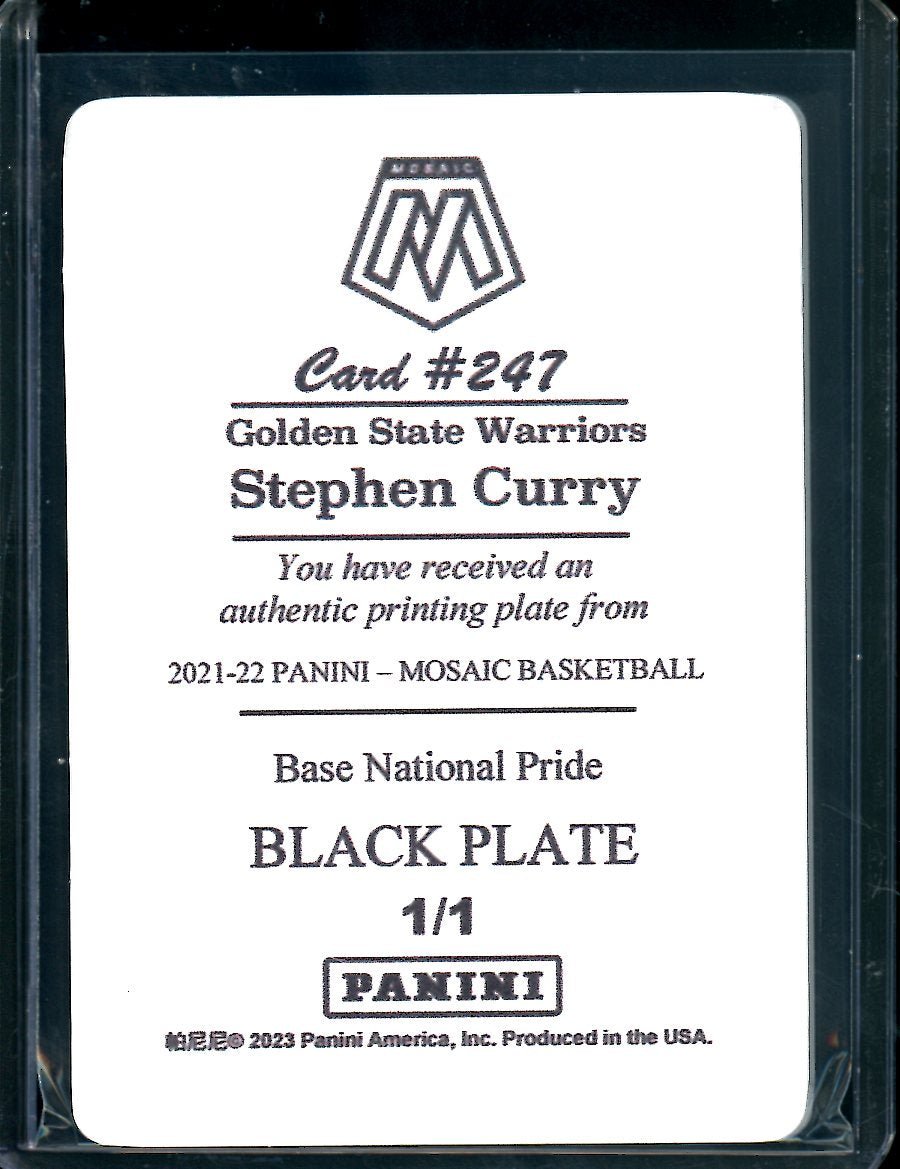 2022/23 Panini National Treasures Stephen Curry Mosaic Printing Plate 1/1 Warriors