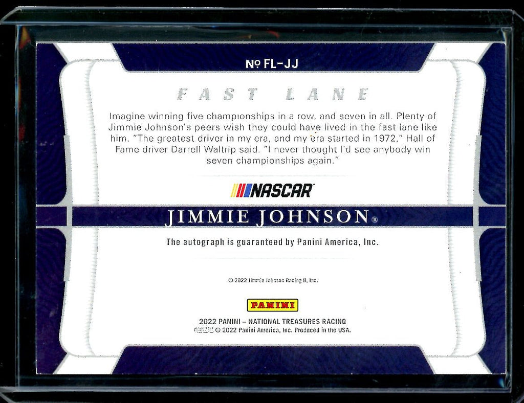 2022 Panini National Treasures Jimmie Johnson Fast Lane Auto /5 NASCAR