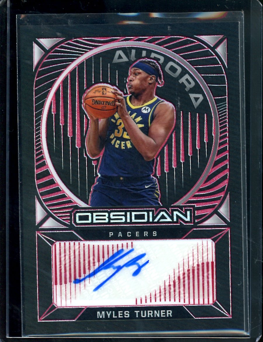 2020/21 Panini Obsidian Myles Turner Aurora Auto Red /5 Pacers