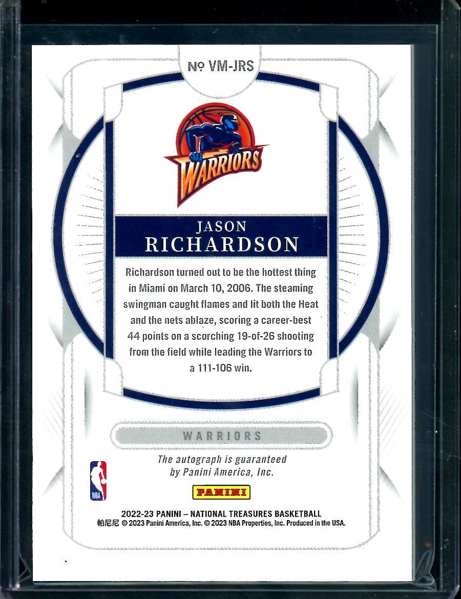 2022/23 Panini National Treasures Jason Richardson Validating Marks Auto /25 Warriors