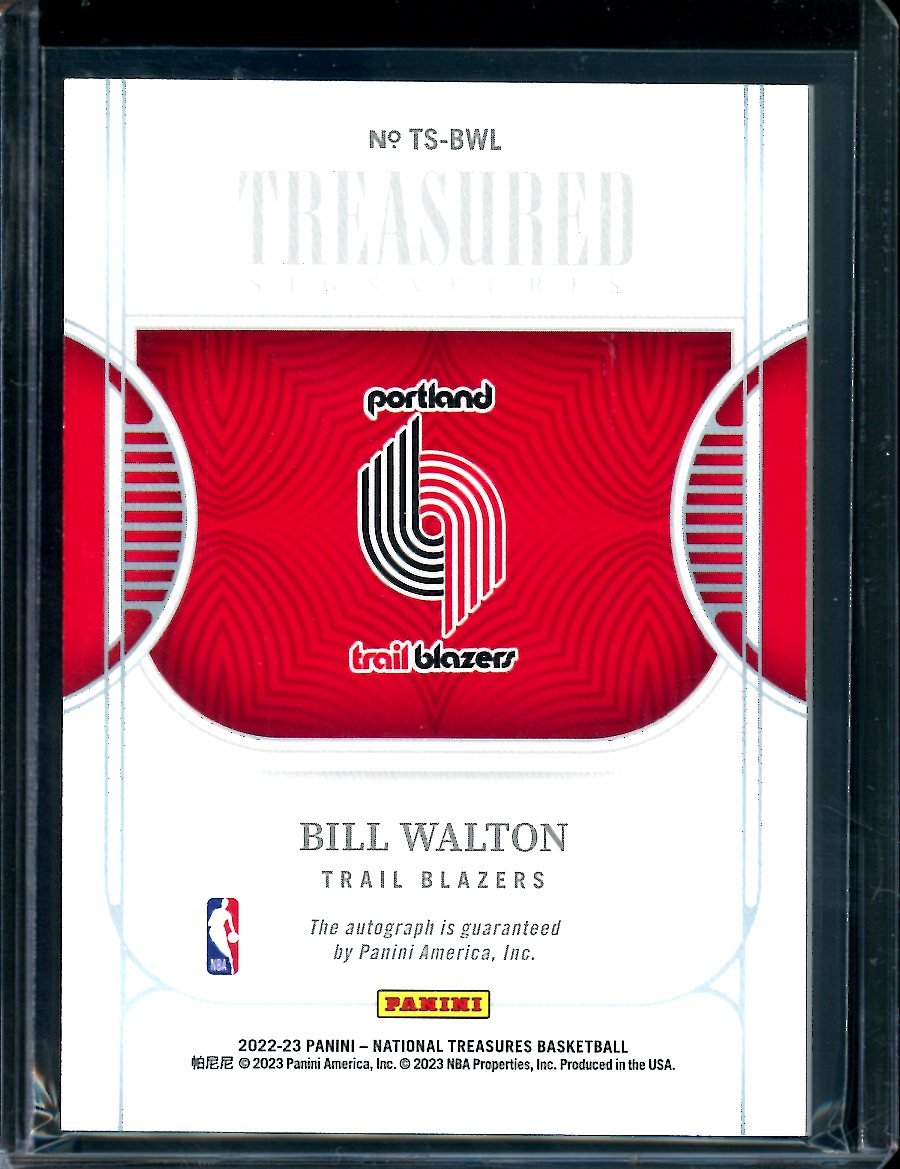 2022/23 Panini National Treasures Bill Walton Treasures Signatures Auto /99 Trail Blazers