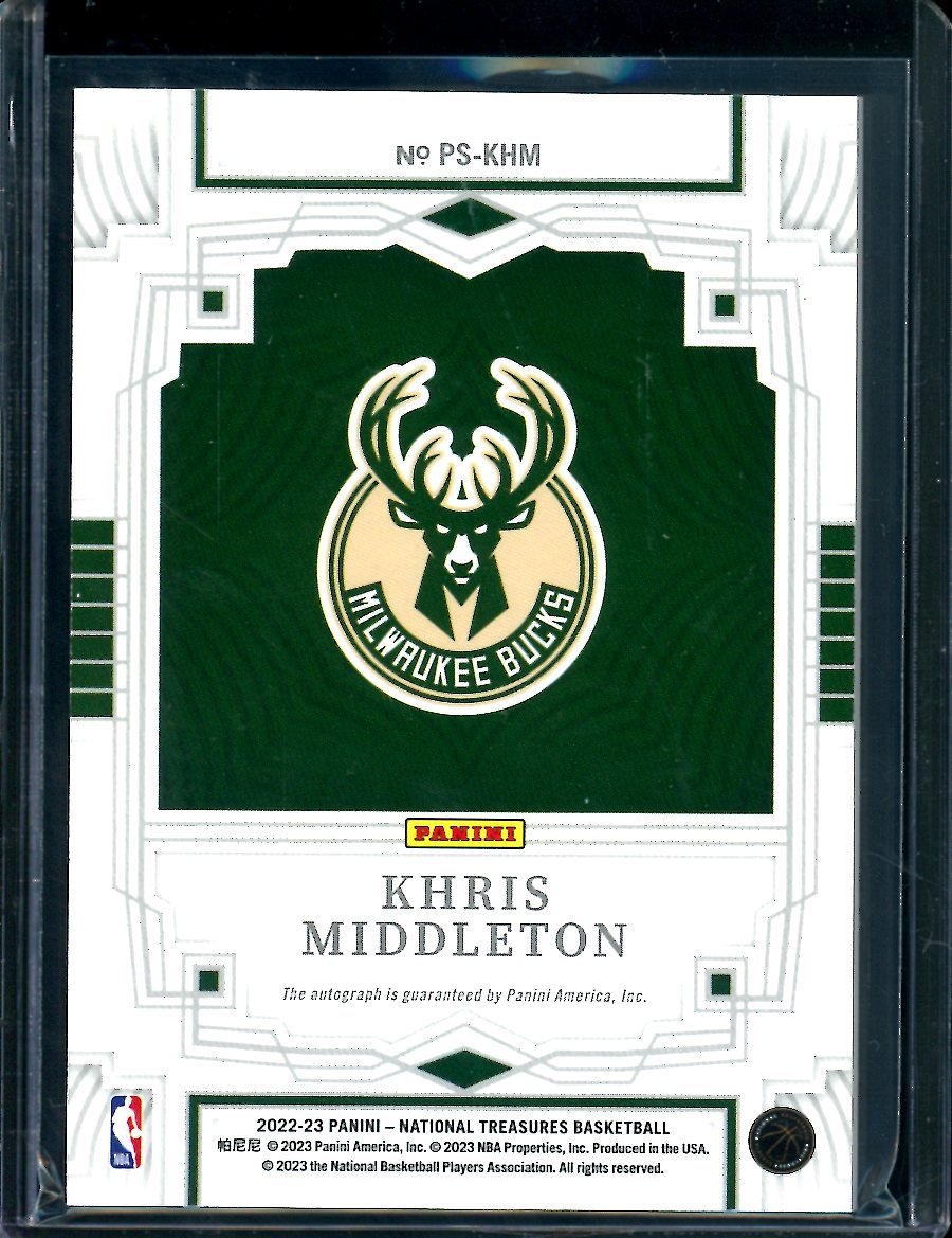 2022/23 Panini National Treasures Khris Middleton Penmanship Auto /49 Bucks