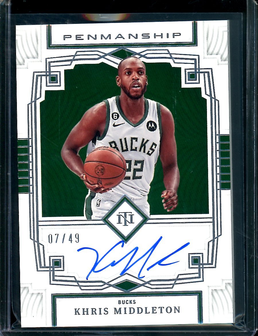 2022/23 Panini National Treasures Khris Middleton Penmanship Auto /49 Bucks