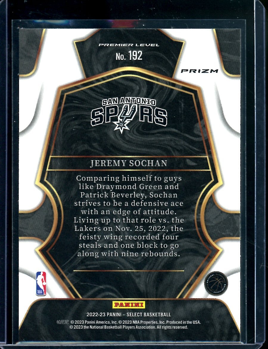2022/23 Panini Select Jeremy Sochan Rookie Cosmic Spurs