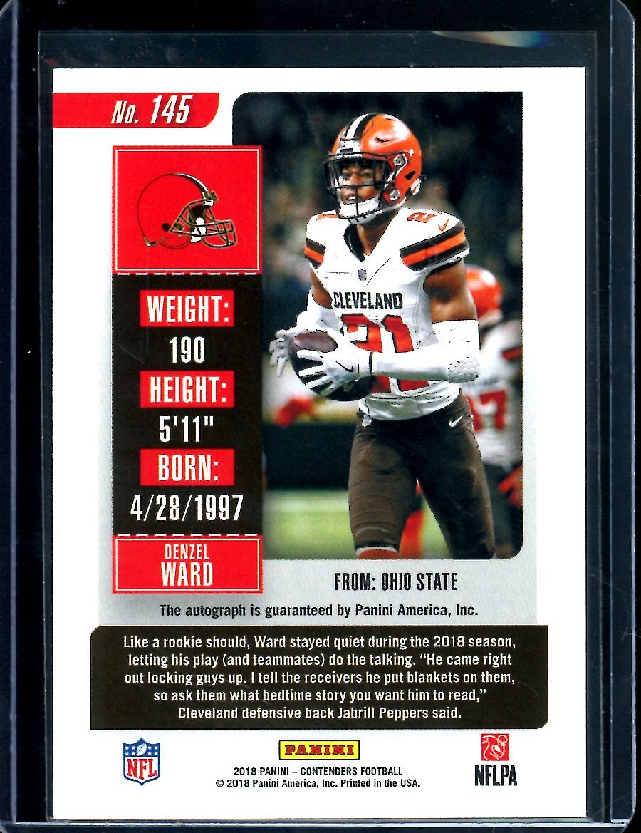 2018 Panini Contenders Denzel Ward Rookie Ticket Auto Browns