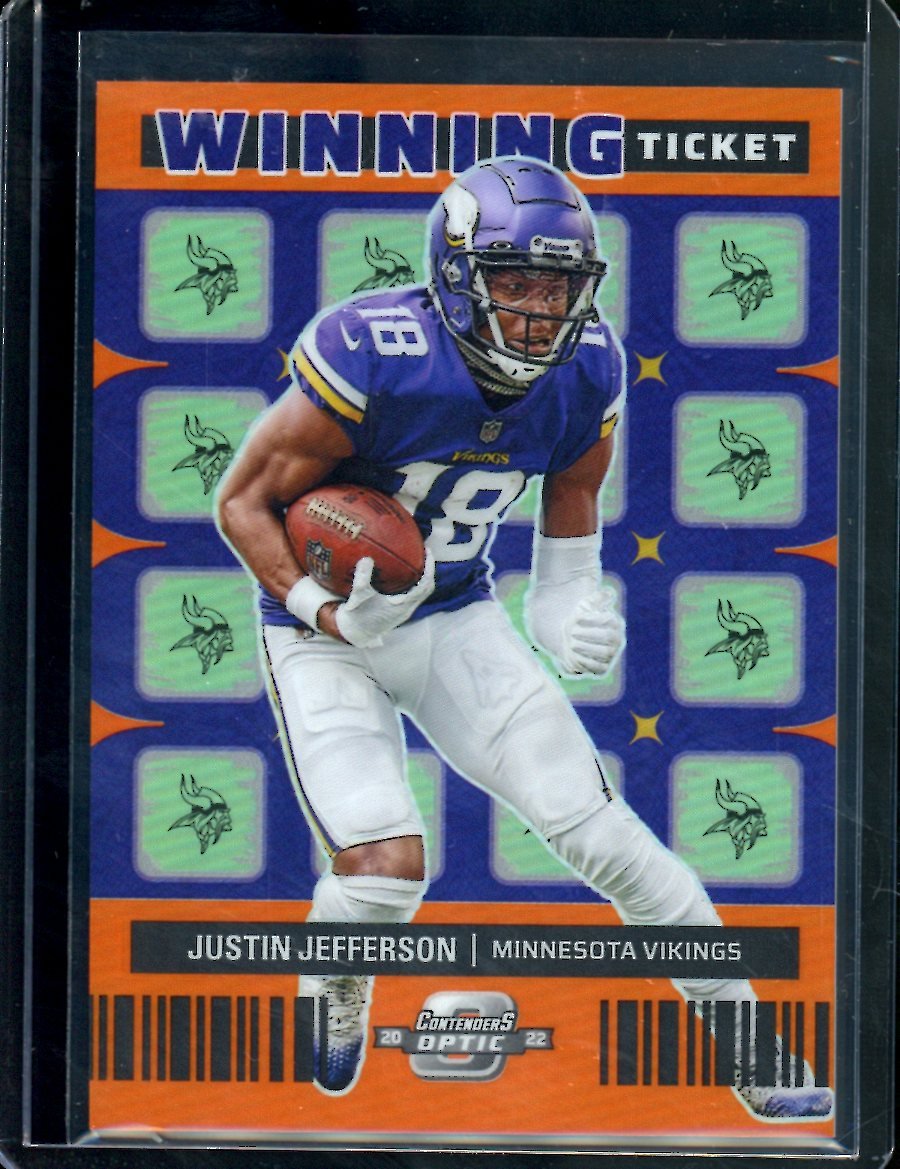 2022 Panini Contenders Optic Justin Jefferson Winning Ticket Orange /50 Vikings