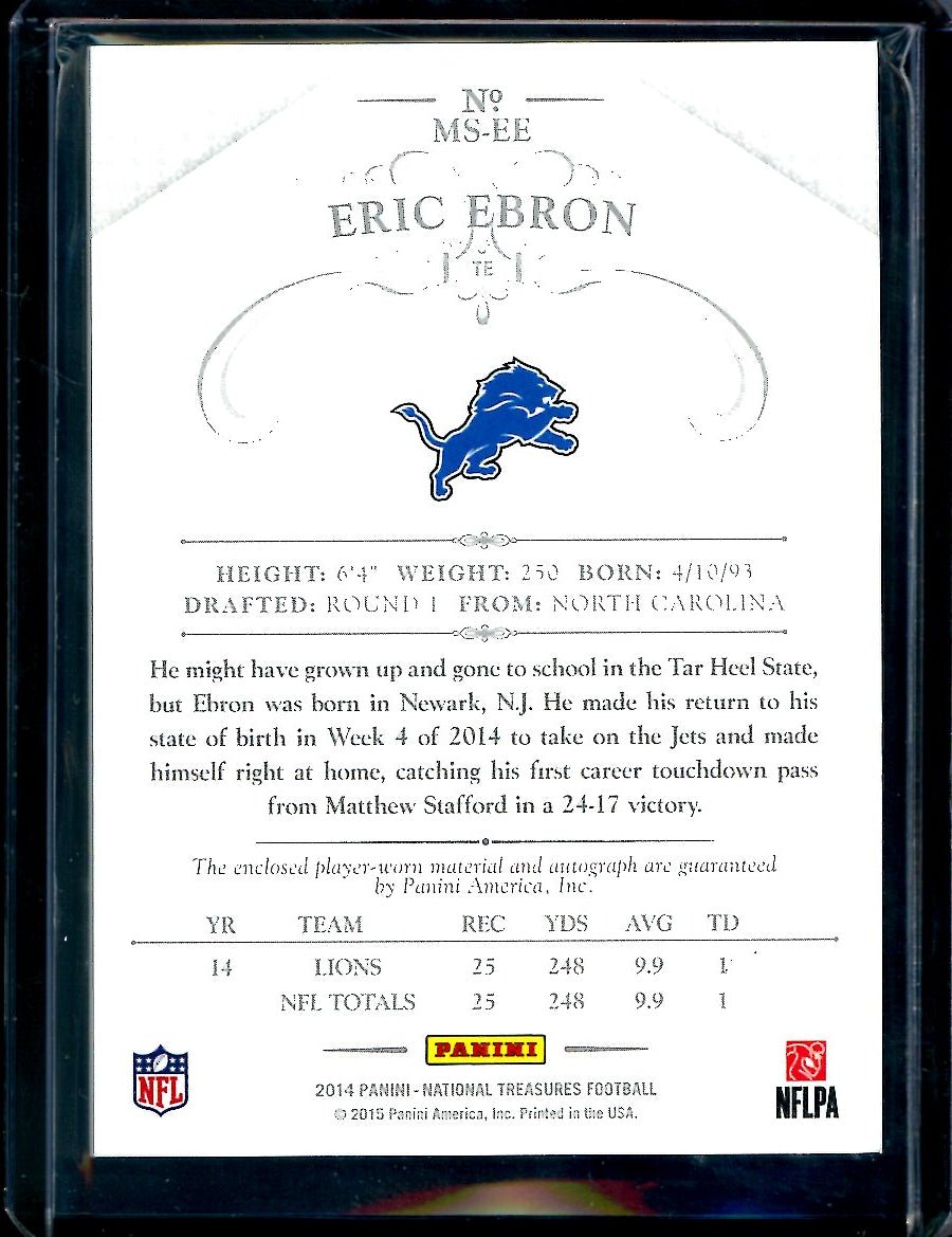 2014 Panini National Treasures Eric Ebron Rookie RPA /25 Lions