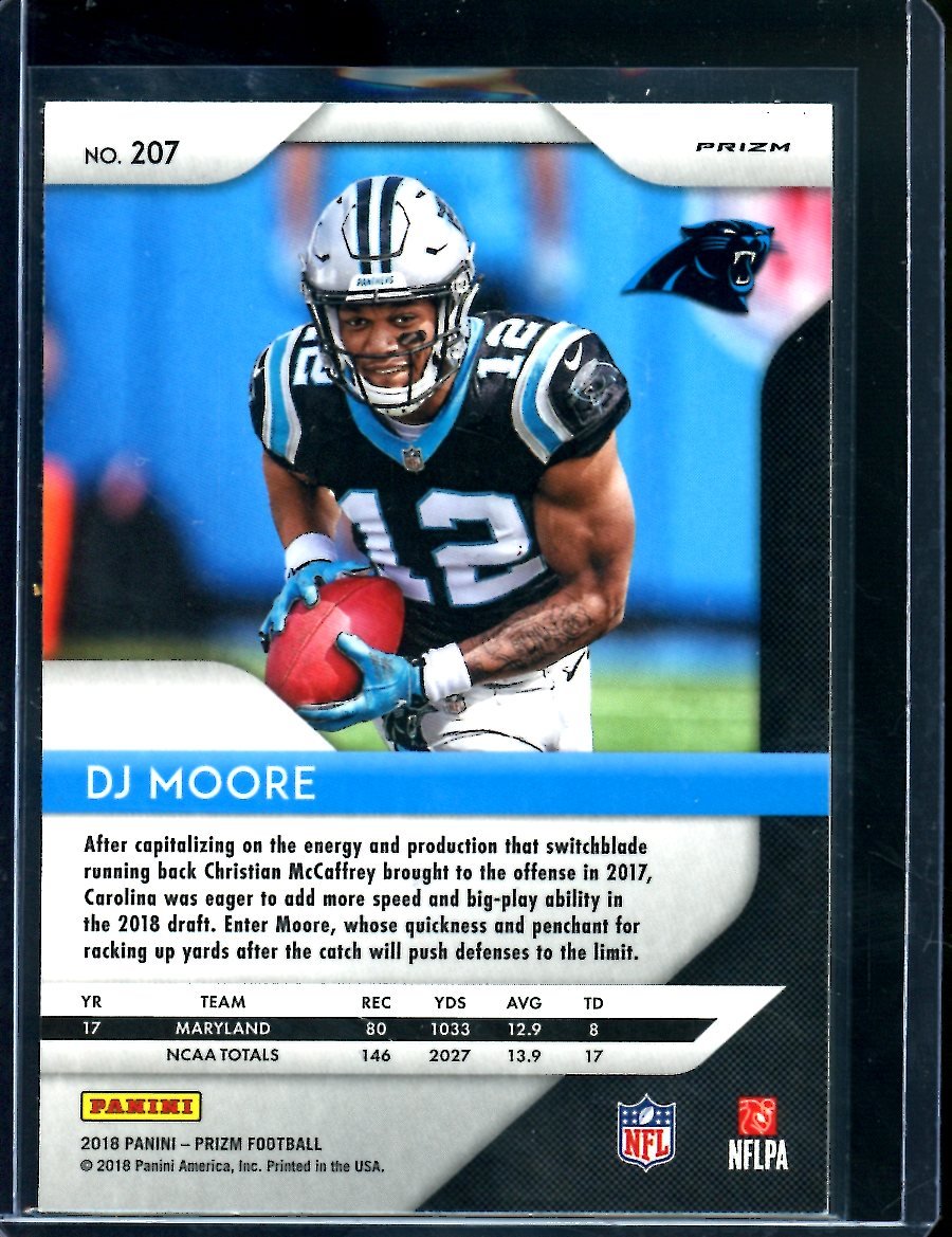 2018 Panini Prizm DJ Moore Rookie Blue Laser Panthers