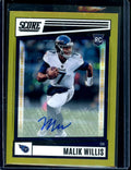 2022 Panini Chronicles Score Malik Willis Rookie Auto Gold /50 Titans