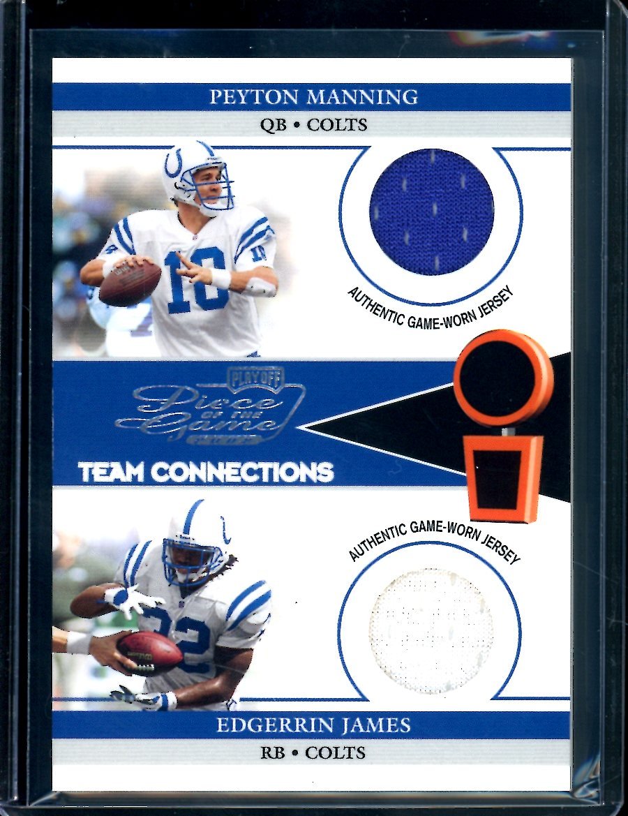 2002 Panini Playoff Peyton Manning/Edgerrin James Team Connections Dual Patch /500 Colts