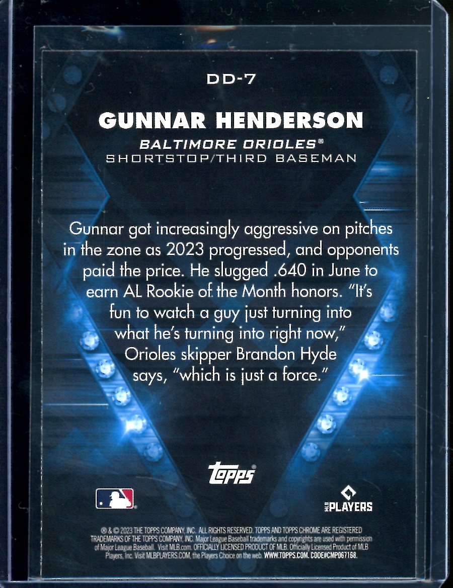 2023 Topps Chrome Update Gunnar Henderson Rookie Dominance SP Orioles