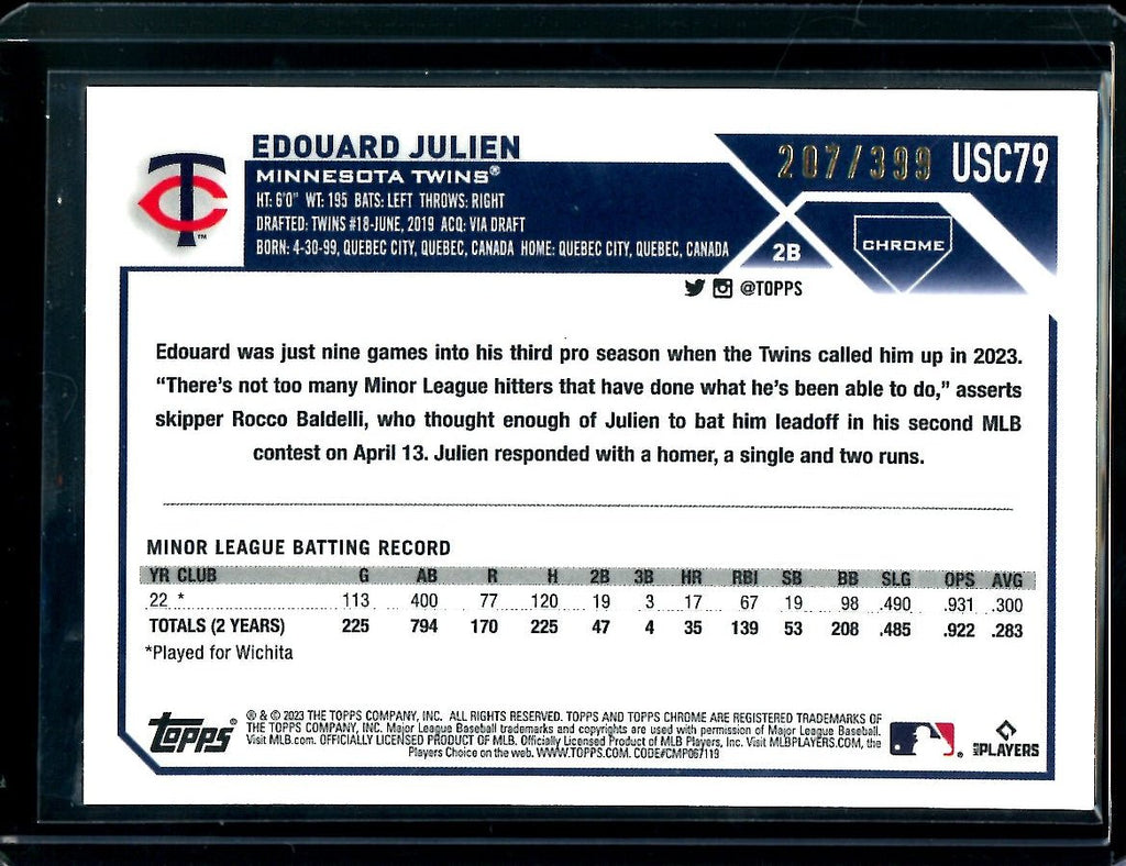 2023 Topps Chrome Update Edouard Julien Rookie /399 Twins