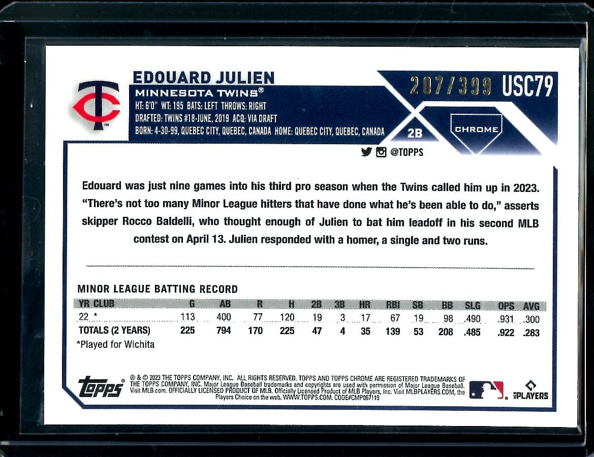 2023 Topps Chrome Update Edouard Julien Rookie /399 Twins