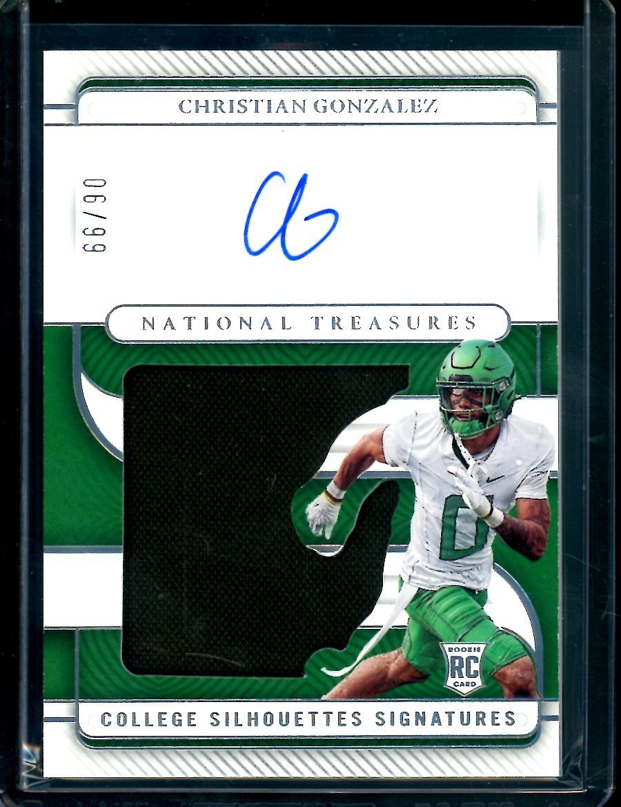 2023 Panini National Treasures Collegiate Christian Gonzalez Silhouette Sigantures Patch Auto /99 Oregon