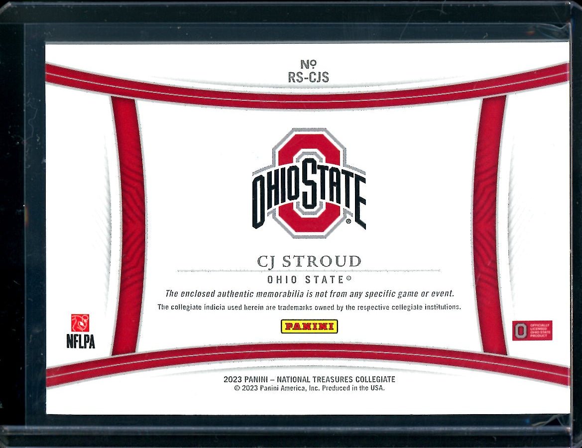 2023 Panini National Treasures Collegiate CJ Stroud Rookie Jumbo Patch Gold /10 Ohio State