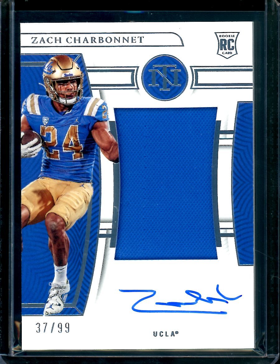 2023 Panini National Treasures Collegiate Zach Charbonnet Rookie RPA True /99 UCLA
