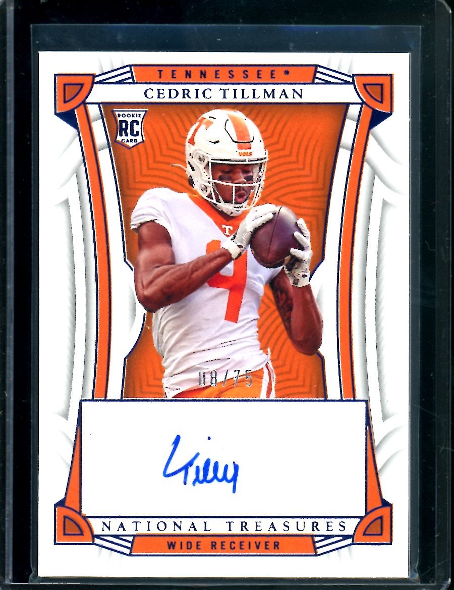 2023 Panini National Treasures Collegiate Cedric Tillman Rookie Auto /75 Tennessee