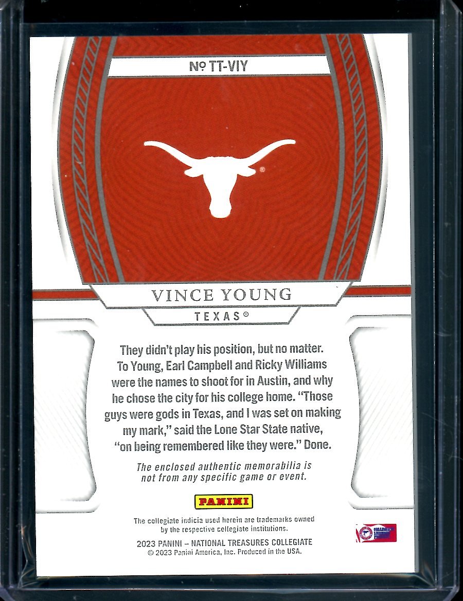 2023 Panini National Treasures Collegiate Vince Young Treasured Threads Patch /10 Texas