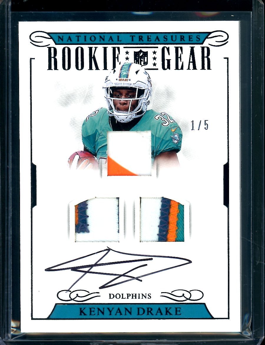 2016 Panini National Treasures Kenyan Drake Rookie Gear RPA /5 Dolphins