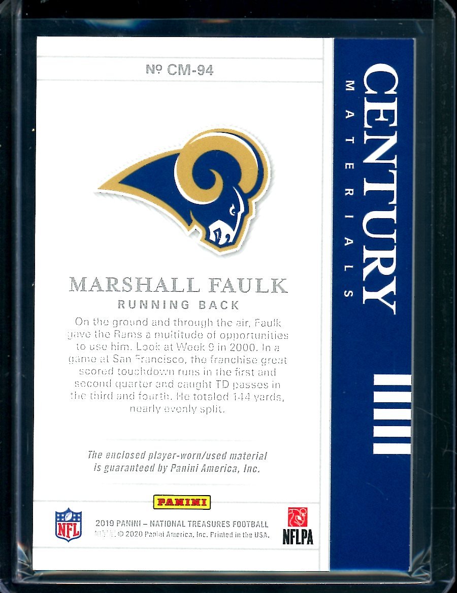 2019 Panini National Treasures Marshall Faulk Century Materials Patch /25 Rams