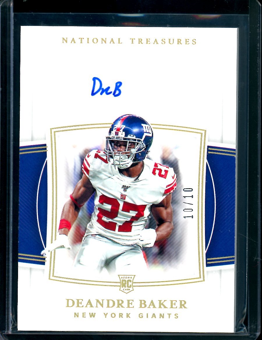 2019 Panini National Treasures Deandre Baker Rookie Auto /10 Giants