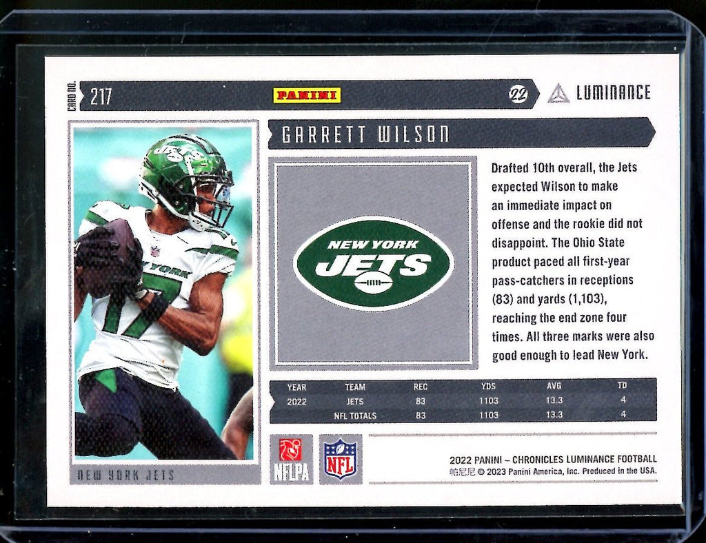 2022 Panini Chronicles Luminance Garrett Wilson Rookie /35 Jets