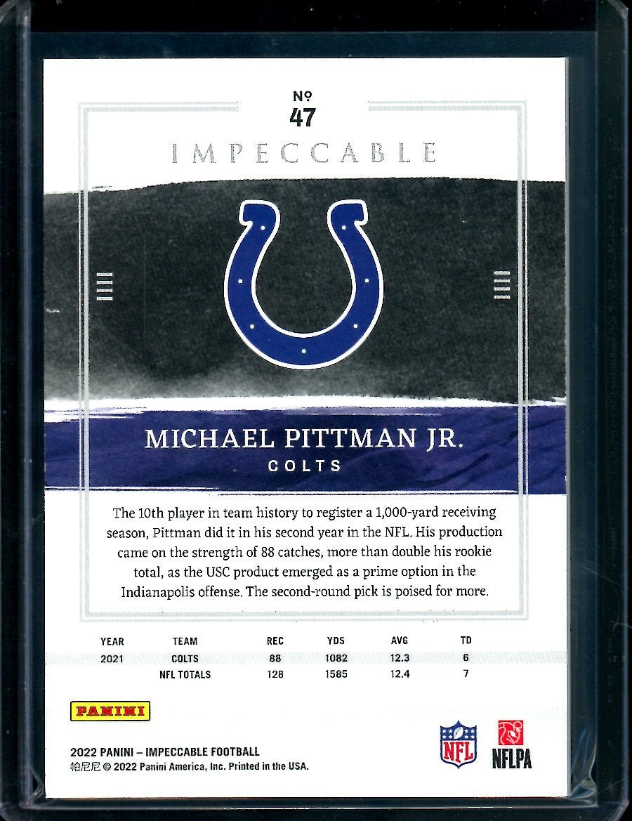 2022 Panini Impeccable Michael Pittman Jr. Green /5 Colts