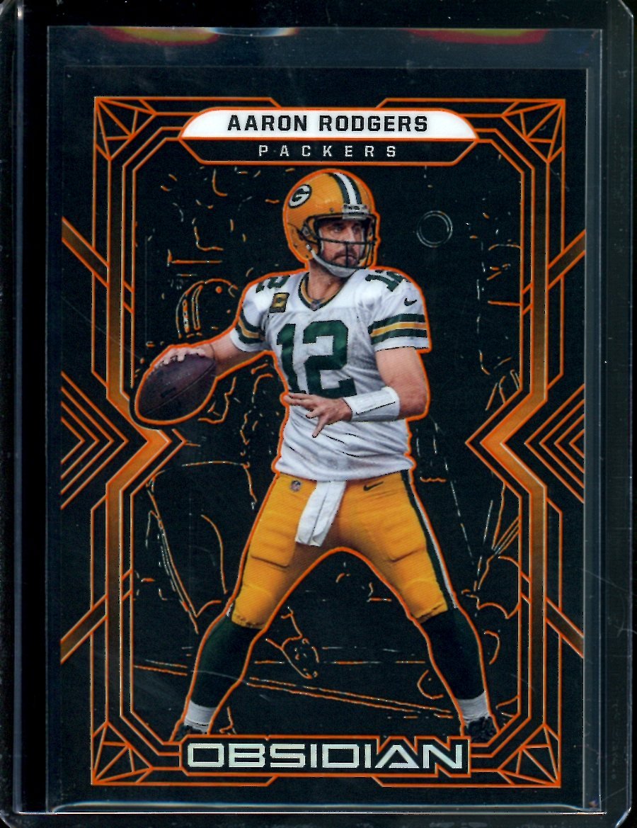 2022 Panini Obsidian Aaron Rodgers Orange Etch /75 Packers