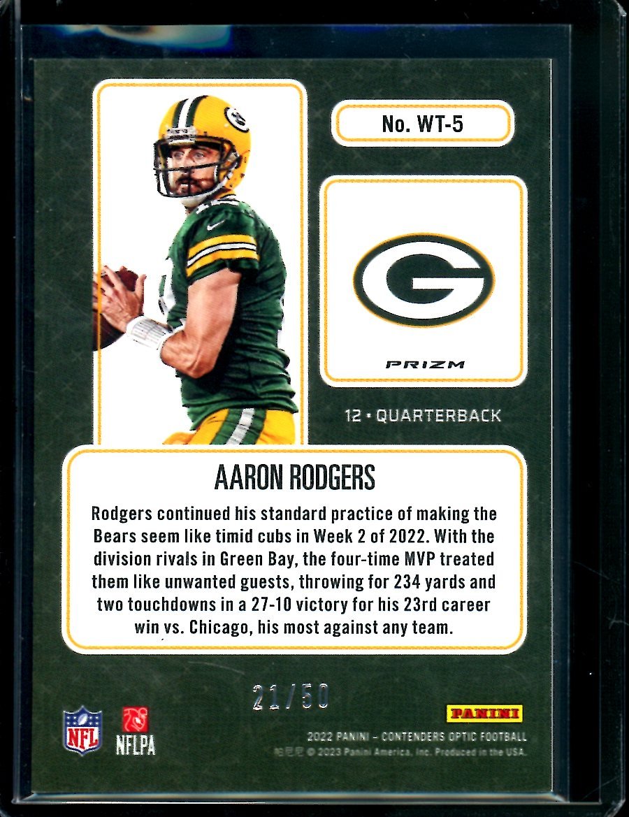 2022 Panini Contenders Optic Aaron Rodgers Winning Ticket Orange /50 Packers