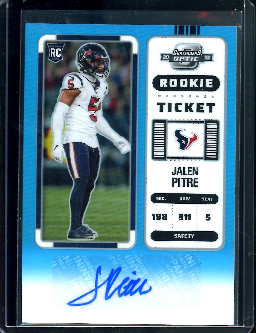 2022 Panini Contenders Optic Jalen Pitre Rookie Ticket Auto Blue /99 Texans
