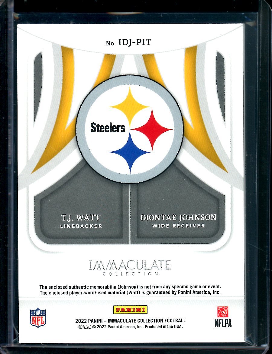 2022 Panini Immaculate T.J. Watt/Diontae Johnson Dual Patch /49 Steelers