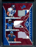 2022 Panini Phoenix Chris Spielman/Ndamukong Suh/Aidan Hutchinson Triple Patch Red /75 Lions