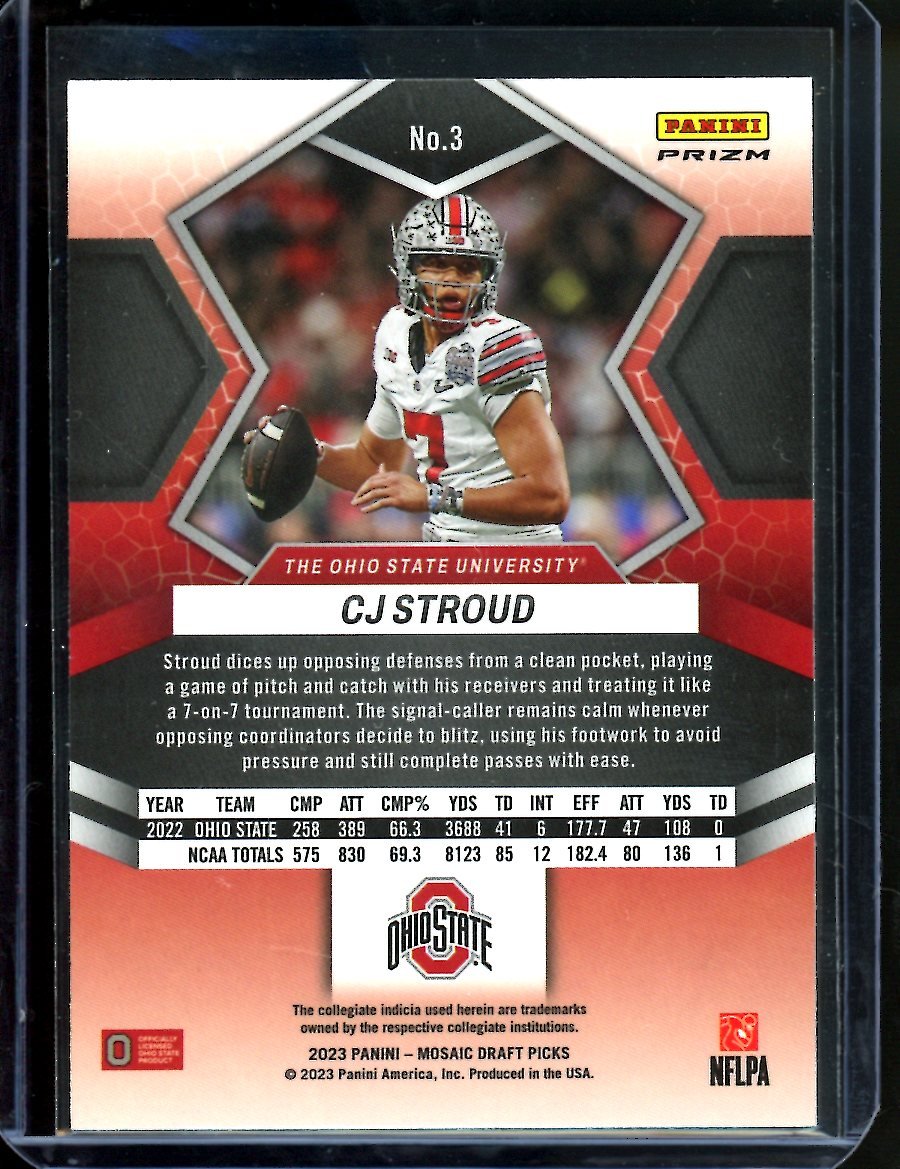 2023 Panini Mosaic Draft Picks CJ Stroud Rookie Mosaic Ohio State