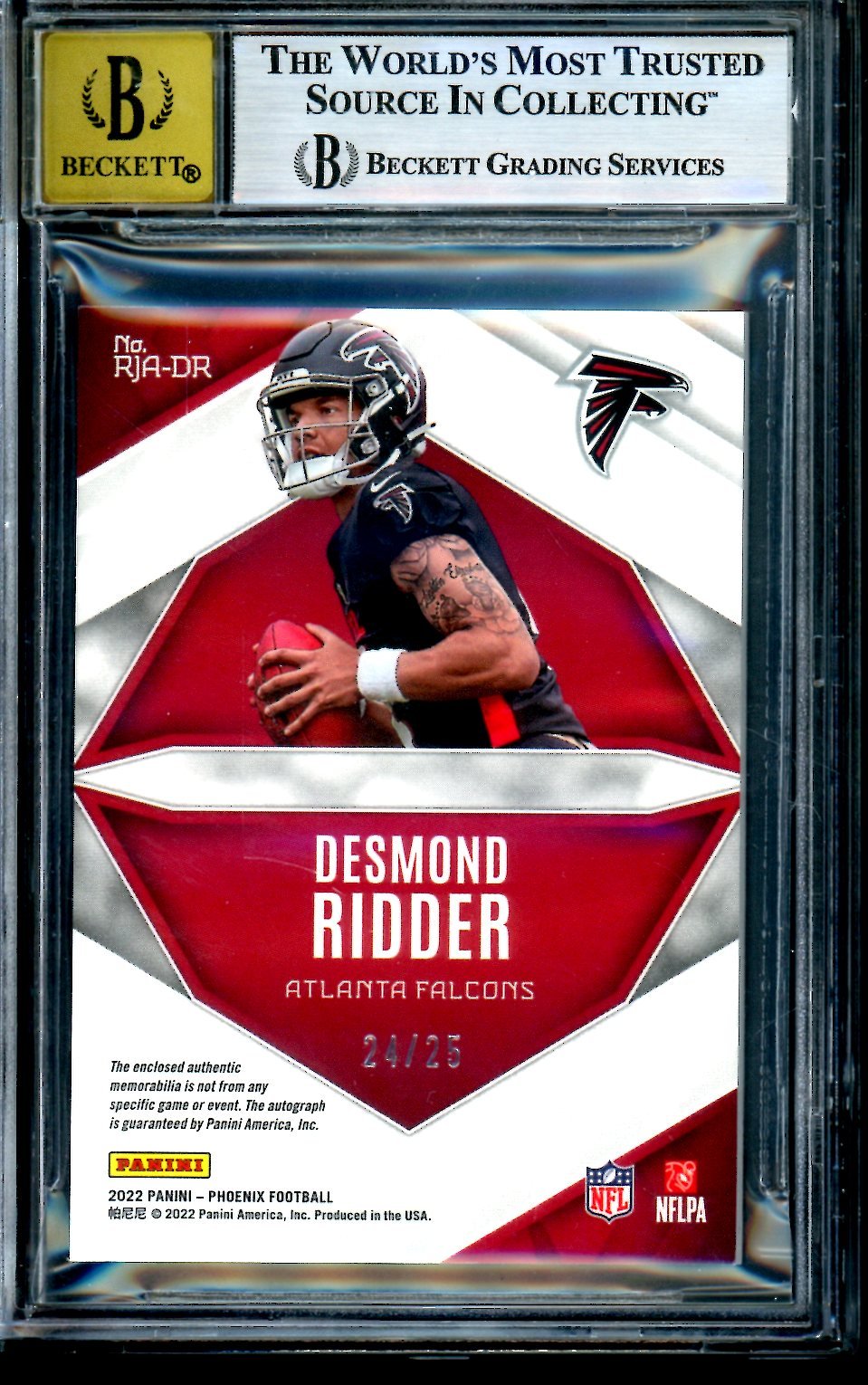 2022 Panini Phoenix Desmond Ridder Rookie RPA Green /25 BGS 7.5 Falcons