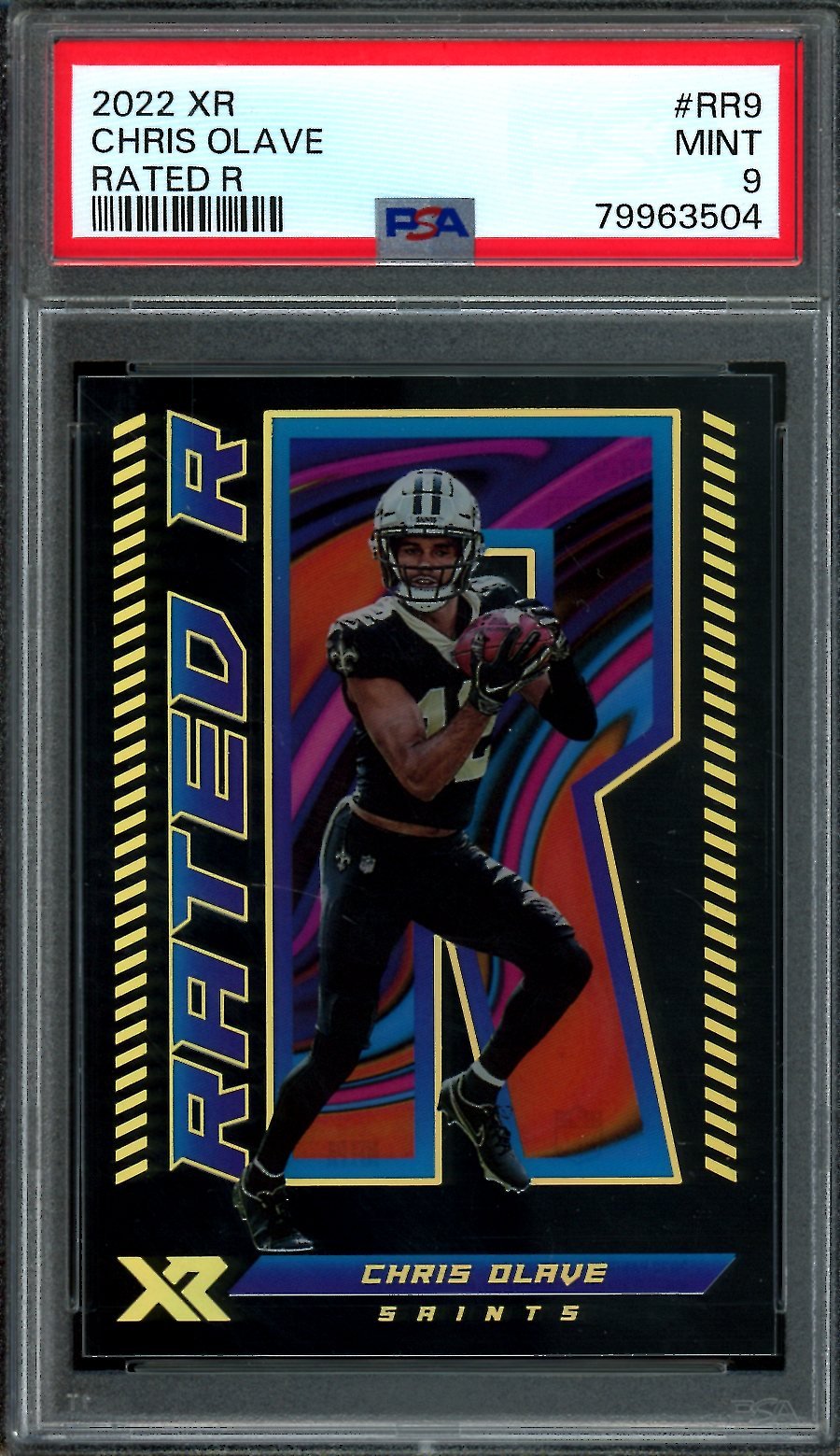 2022 Panini XR Chris Olave Rookie Rated R PSA 9 Saints