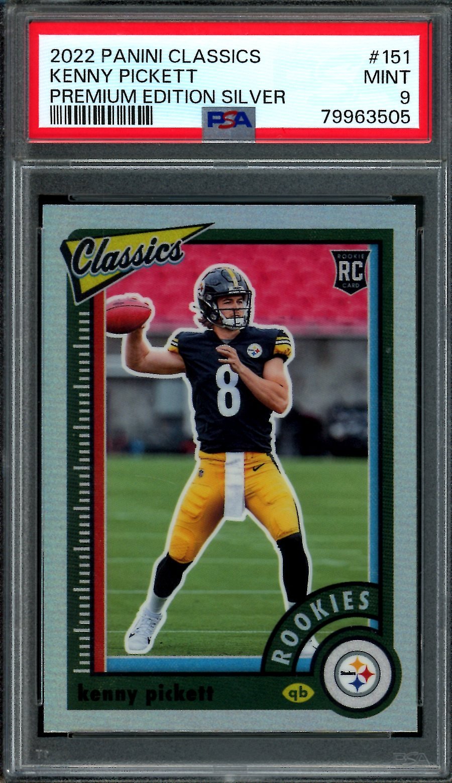2022 Panini Classics Kenny Pickett Rookie Silver PSA 9 Steelers