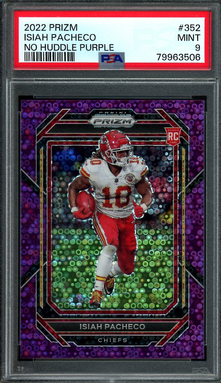2022 Panini Prizm Isiah Pacheco Rookie Purple Disco /35 PSA 9 Chiefs