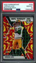 2020 Panini Mosaic Jordan Love Rookie NFL Debut Reactive Gold PSA 10 Packers
