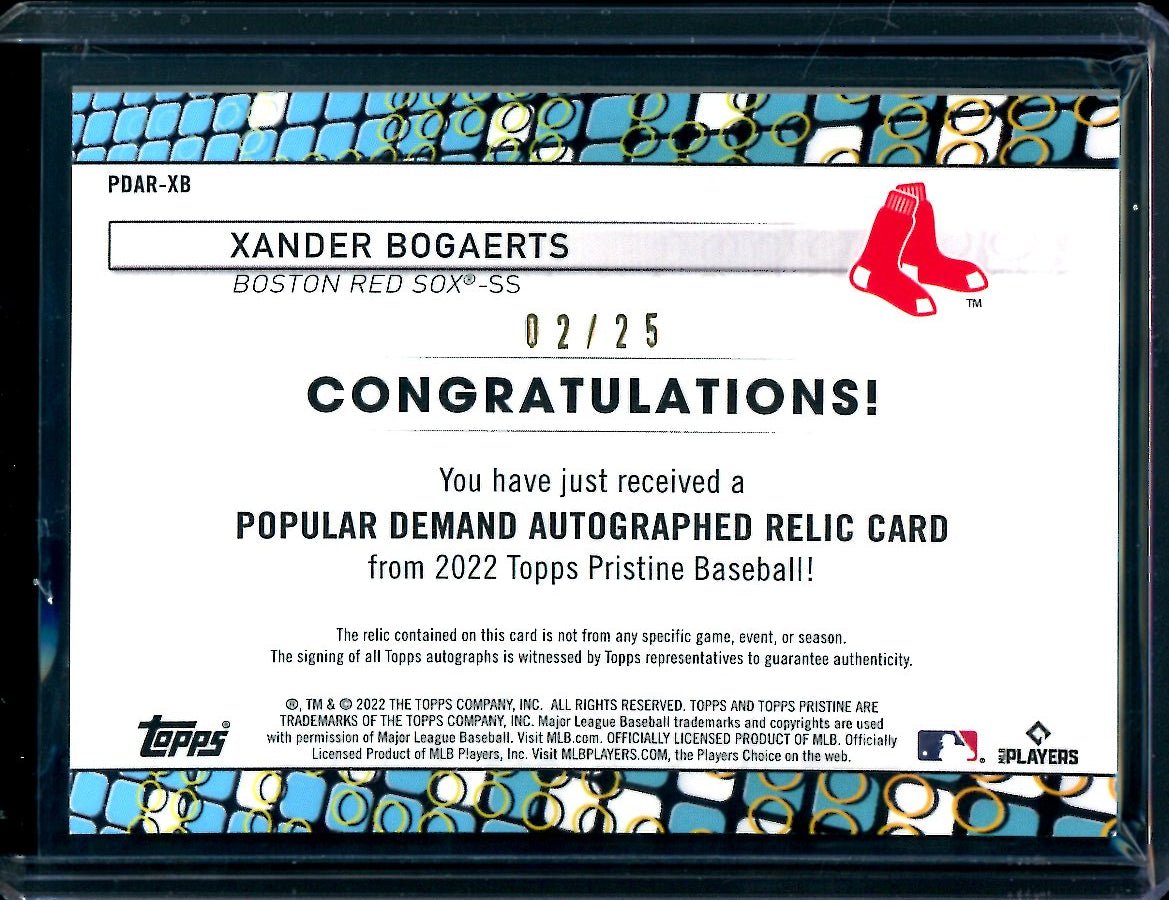 2022 Topps Pristine Xander Bogaerts Popular Demand Patch Auto Orange /25 Red Sox