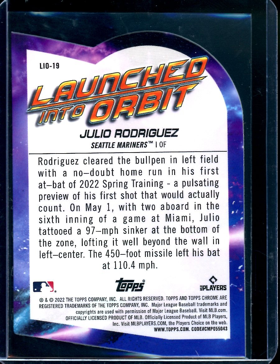 2022 Topps Cosmic Chrome Julio Rodriguez Rookie Launched Into Orbit Mariners