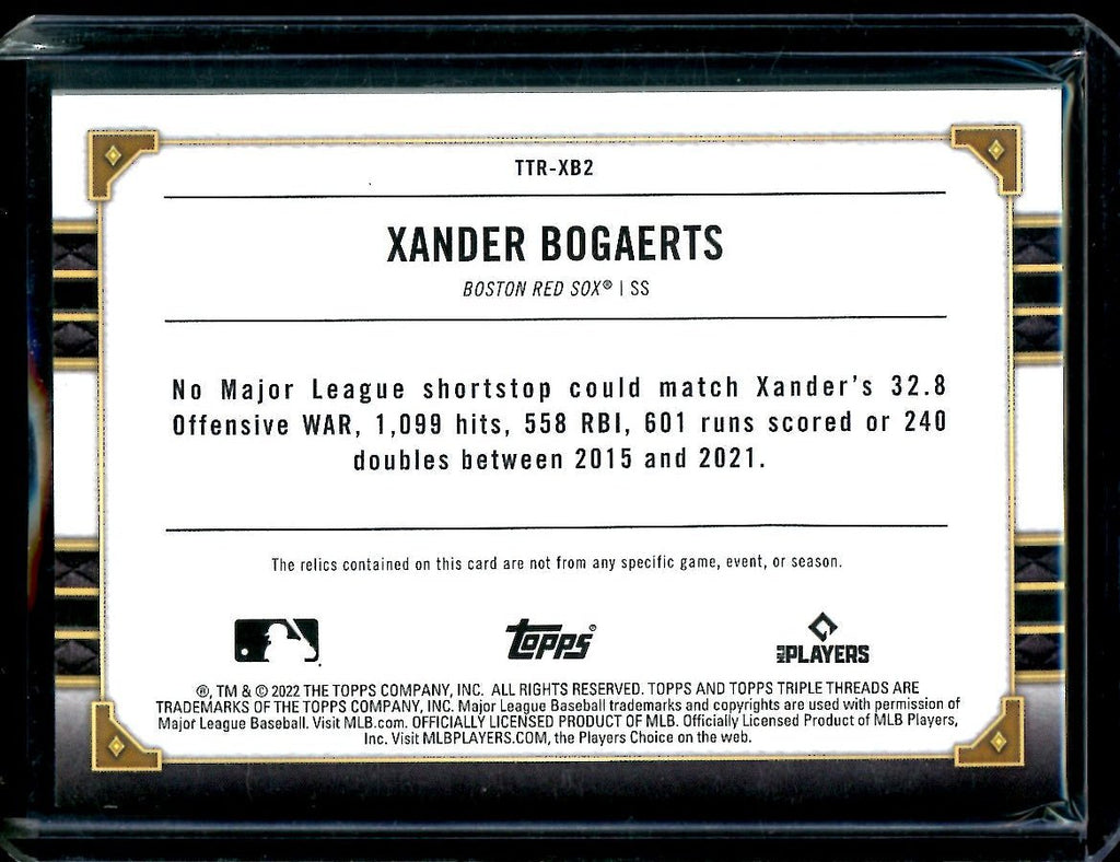2022 Topps Triple Threads Xander Bogaerts Game Used Patch /3 Red Sox